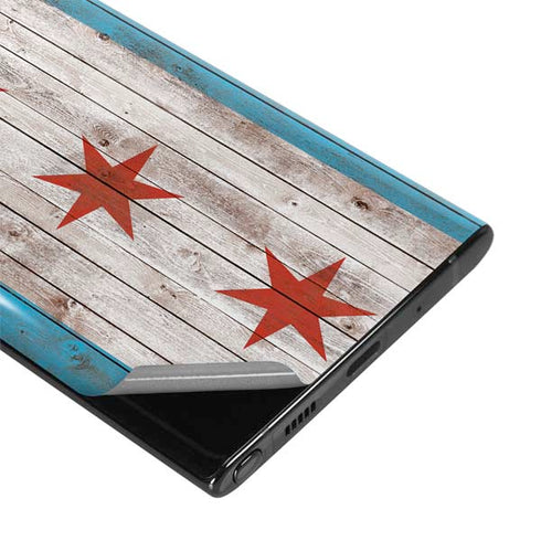 Chicago Flag Dark Wood Galaxy Note 10 Plus Skin