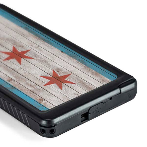 Chicago Flag Dark Wood Galaxy S24 Ultra Waterproof Case