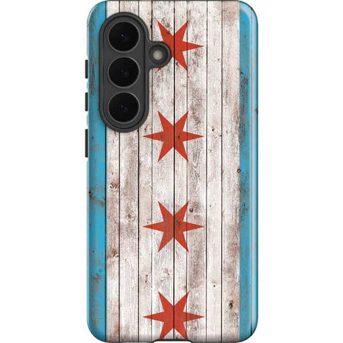Chicago Flag Dark Wood Galaxy S26 Impact Case