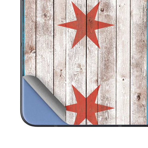 Chicago Flag Dark Wood Galaxy Z Fold5 5G Skin