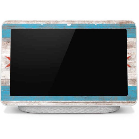 Chicago Flag Dark Wood Google Home Hub Skin