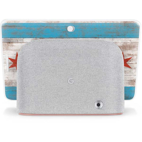 Chicago Flag Dark Wood Google Home Hub Skin