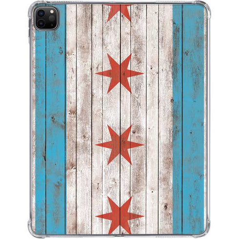 Chicago Flag Dark Wood iPad Pro 11in (2024) Clear Case