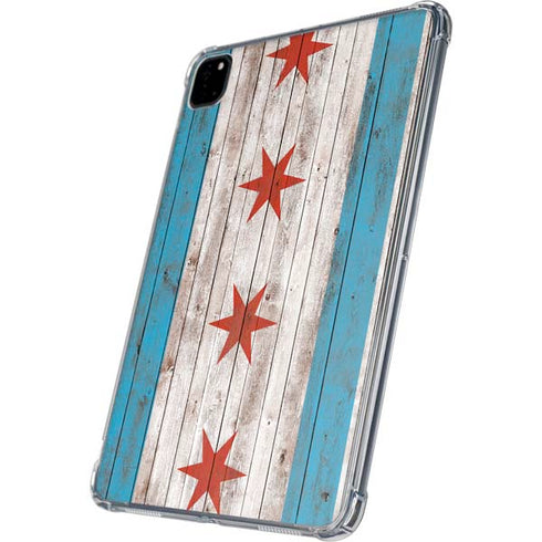Chicago Flag Dark Wood iPad Pro 11in (2024) Clear Case