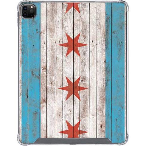 Chicago Flag Dark Wood iPad Cases