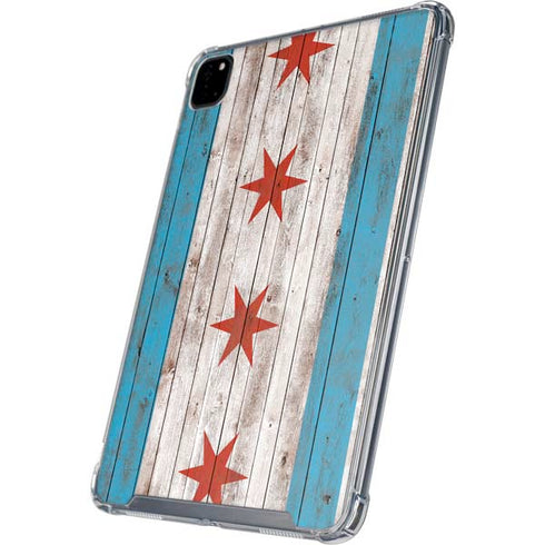 Chicago Flag Dark Wood iPad Cases