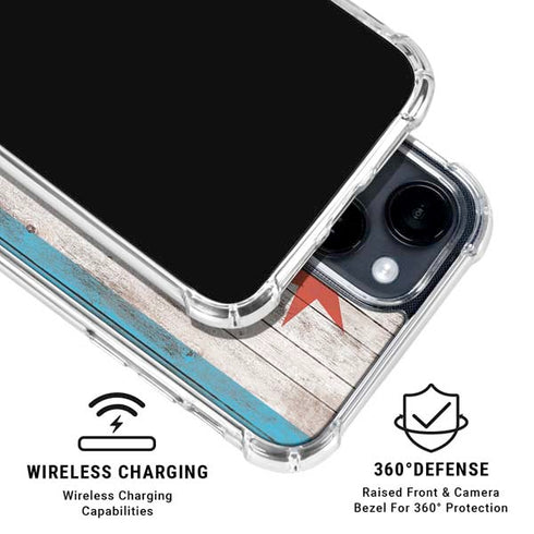 Chicago Flag Dark Wood iPhone 15 Clear Case