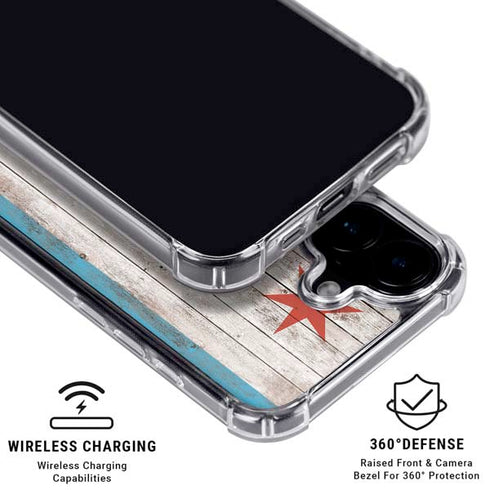 Chicago Flag Dark Wood iPhone 16 MagSafe Case