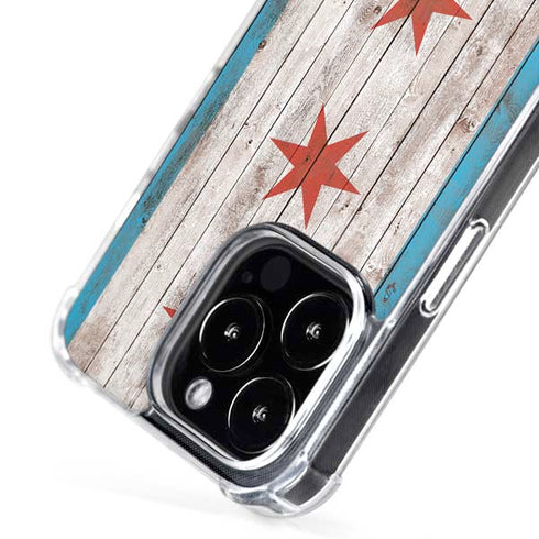 Chicago Flag Dark Wood iPhone 16 Pro Max MagSafe Case