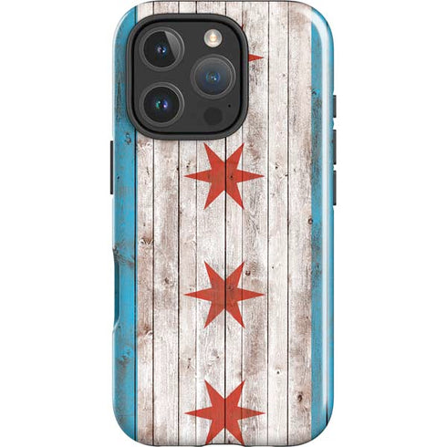 Chicago Flag Dark Wood iPhone 16 Pro Max Magsafe Impact Case
