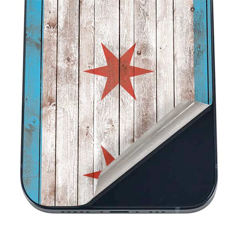 Chicago Flag Dark Wood iPhone 16 Skin