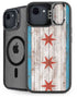 Chicago Flag Dark Wood iPhone 16e Kickstand Case