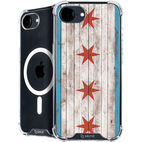 Chicago Flag Dark Wood iPhone 16e MagSafe Case
