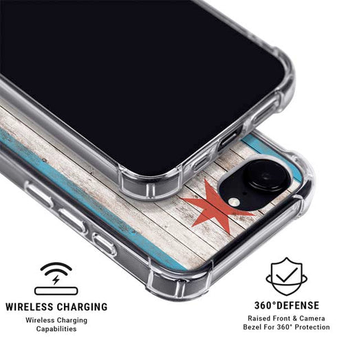 Chicago Flag Dark Wood iPhone 16e MagSafe Case