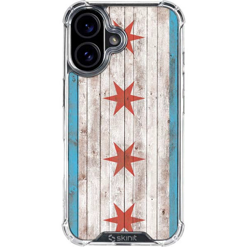 Chicago Flag Dark Wood iPhone 17 Clear Case