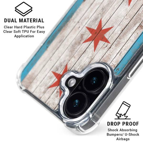 Chicago Flag Dark Wood iPhone 17 Clear Case