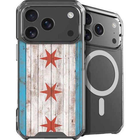 Chicago Flag Dark Wood iPhone 18 Pro Max MagSafe Case