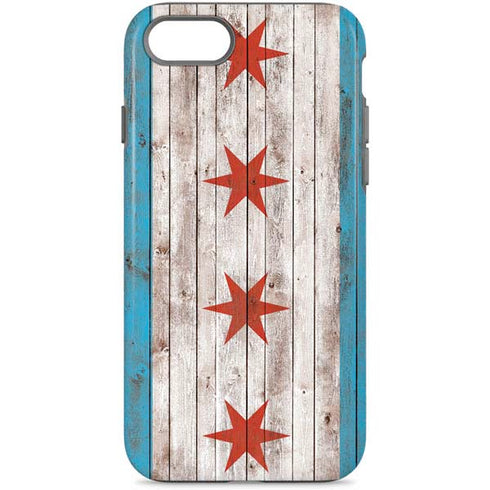 Chicago Flag Dark Wood iPhone Cases