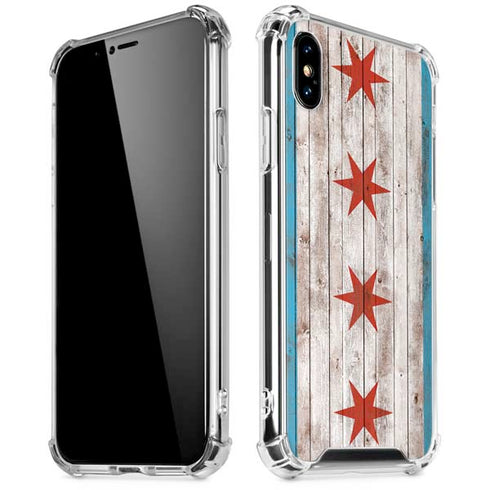 Chicago Flag Dark Wood iPhone X/XS Clear Case