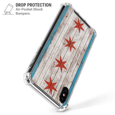 Chicago Flag Dark Wood iPhone X/XS Clear Case