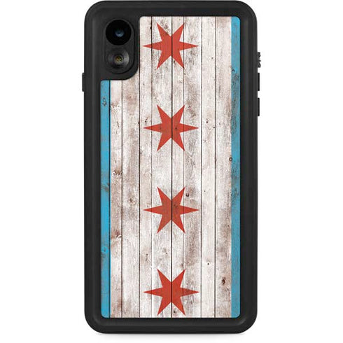 Chicago Flag Dark Wood iPhone Cases