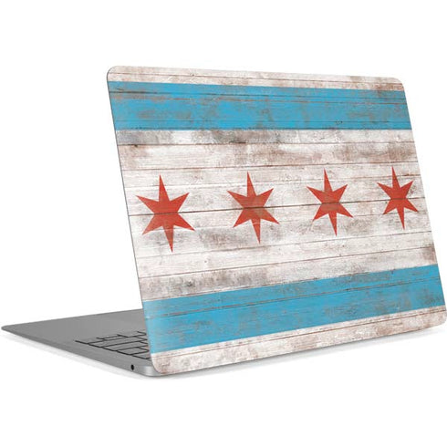 Chicago Flag Dark Wood Apple MacBook Air Skin