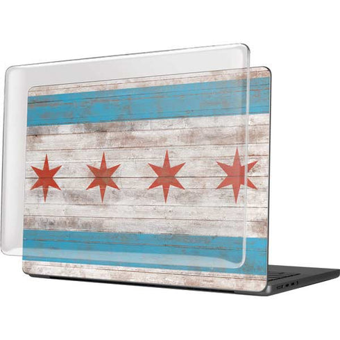 Chicago Flag Dark Wood MacBook Pro 14in (2021-24) Case plus Skin