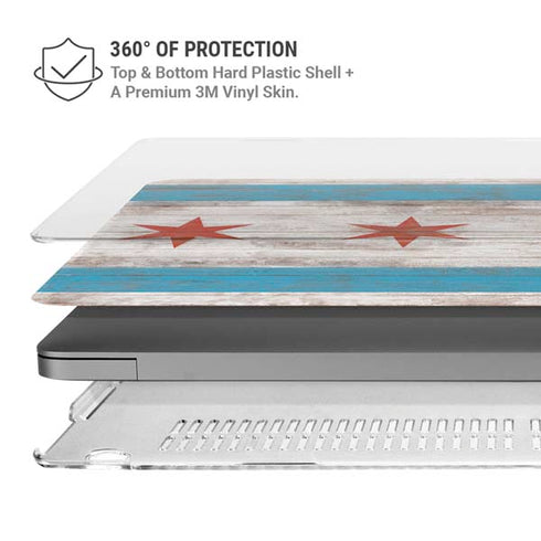 Chicago Flag Dark Wood MacBook Pro 14in (2021-24) Case plus Skin