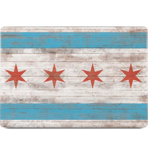 Chicago Flag Dark Wood MacBook Skins