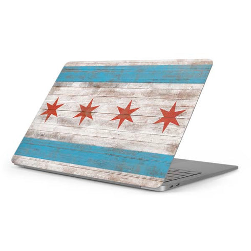 Chicago Flag Dark Wood Apple MacBook Pro 16-inch Skin