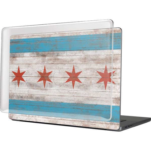 Chicago Flag Dark Wood MacBook Cases