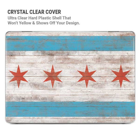 Chicago Flag Dark Wood MacBook Cases