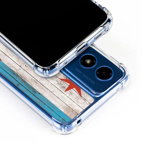Chicago Flag Dark Wood Moto G 5G (2024) Clear Case