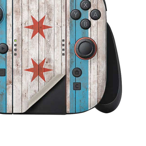 Chicago Flag Dark Wood Nintendo Switch 2 (2025) Joy-Con Controller Skin