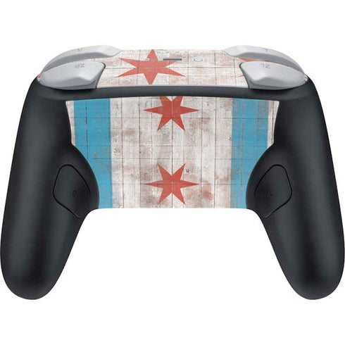 Chicago Flag Dark Wood Nintendo Switch 2 (2025) Pro Controller Skin