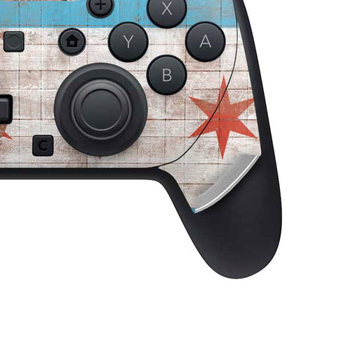 Chicago Flag Dark Wood Nintendo Switch 2 (2025) Pro Controller Skin