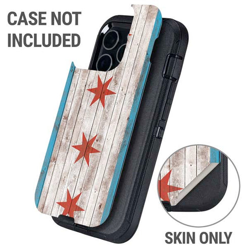 Chicago Flag Dark Wood Otterbox Defender iPhone Skin