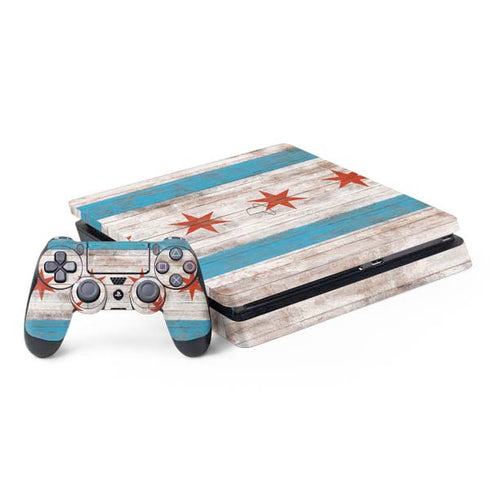 Chicago Flag Dark Wood PlayStation PS4 Skins
