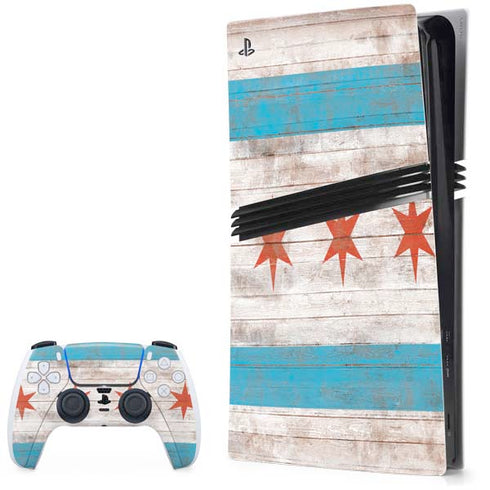 Chicago Flag Dark Wood PlayStation PS5 Skins