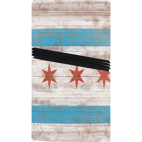 Chicago Flag Dark Wood PS5 Pro Console Skin