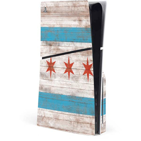 Chicago Flag Dark Wood PlayStation PS5 Skins