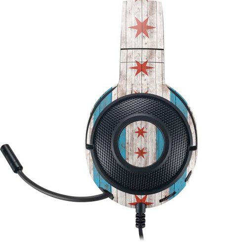 Chicago Flag Dark Wood Razer Kraken X Skin