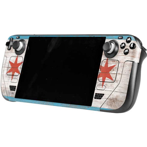 Chicago Flag Dark Wood Steam Deck Handheld Gaming Computer OLED Skin