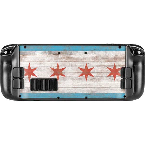 Chicago Flag Dark Wood Steam Deck Handheld Gaming Computer OLED Skin