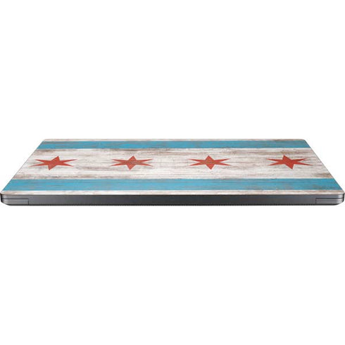 Chicago Flag Dark Wood Surface Laptop 7 13.8in Skin