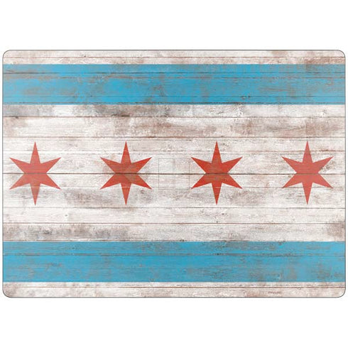 Chicago Flag Dark Wood Surface Laptop 7 15in Skin