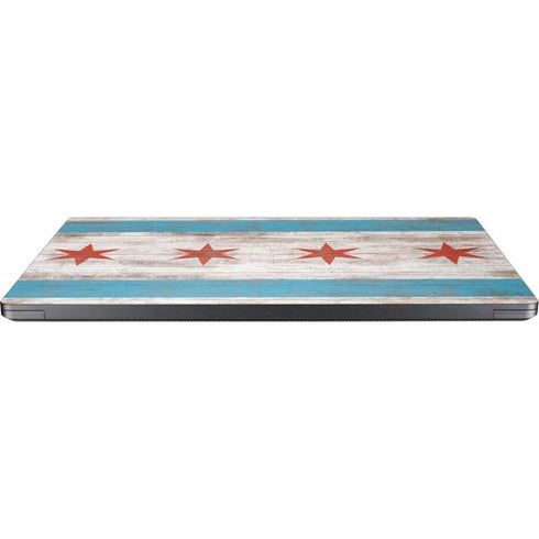 Chicago Flag Dark Wood Surface Laptop 7 15in Skin