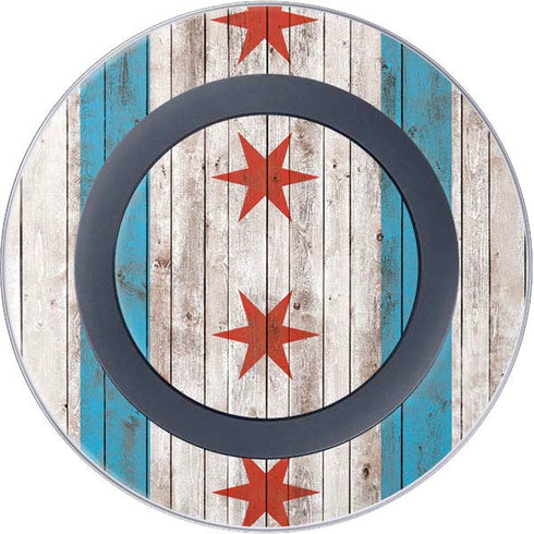 Chicago Flag Dark Wood Wireless Charger Skin