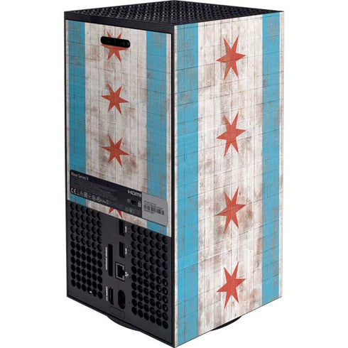 Chicago Flag Dark Wood Xbox Series X Bundle Skin