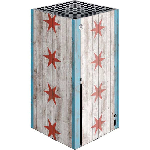Chicago Flag Dark Wood Xbox Series X Skins